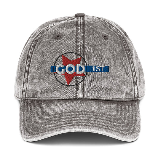 "GOD 1ST" - Vintage Cotton Twill Cap