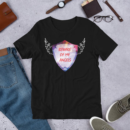 "BEWARE OF MY ANGELS" - Short-Sleeve Unisex T-Shirt