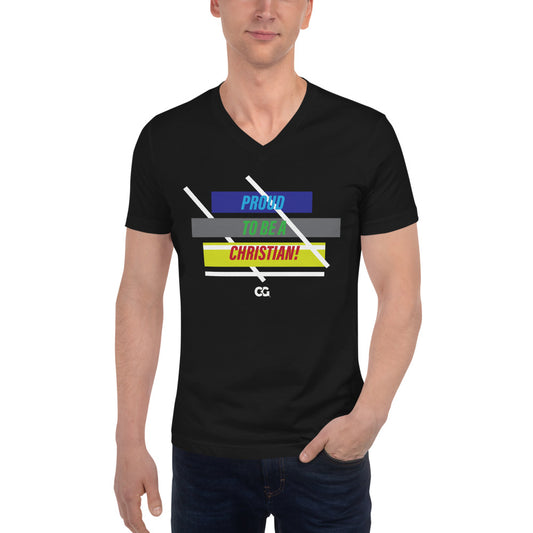 "PROUD TO BE A CHRISTIAN" - Unisex Short Sleeve V-Neck T-Shirt