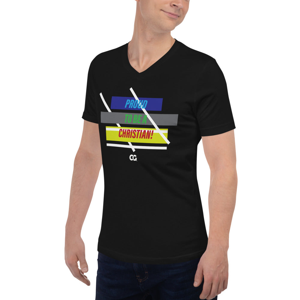 "PROUD TO BE A CHRISTIAN" - Unisex Short Sleeve V-Neck T-Shirt