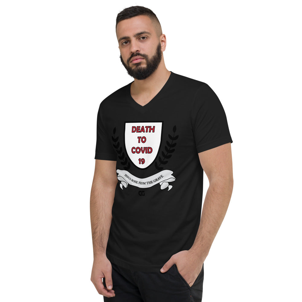 "DEATH TO COVID-19" - Unisex Short Sleeve V-Neck T-Shirt