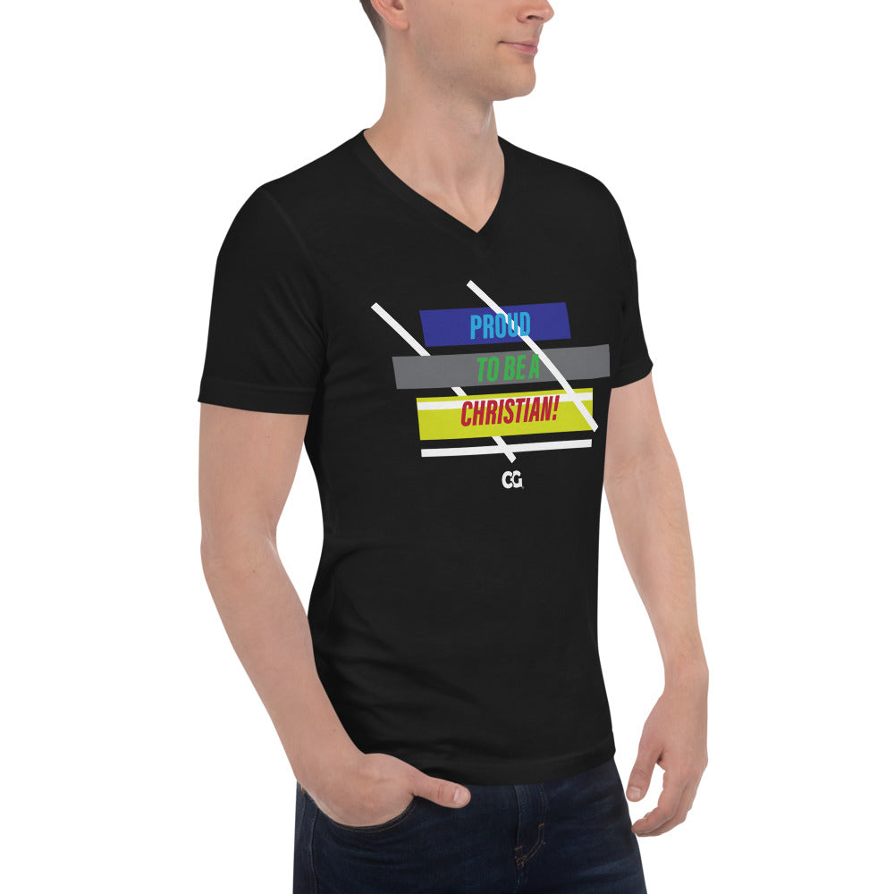 "PROUD TO BE A CHRISTIAN" - Unisex Short Sleeve V-Neck T-Shirt
