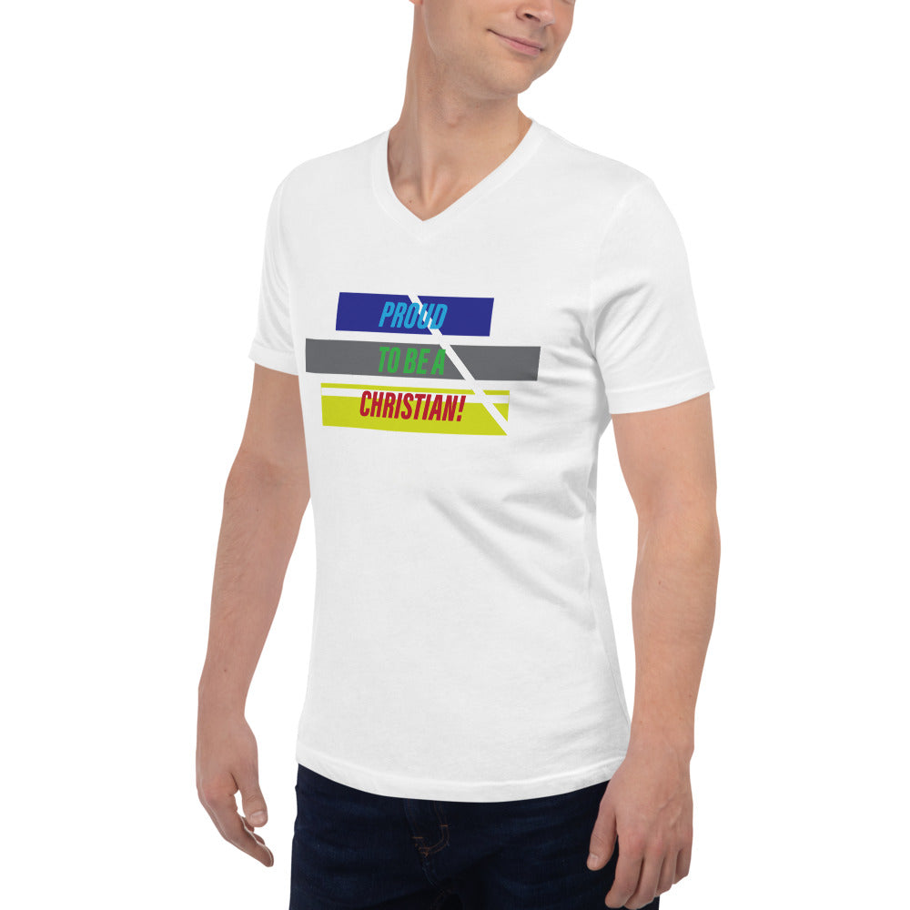 "PROUD TO BE A CHRISTIAN" - Unisex Short Sleeve V-Neck T-Shirt