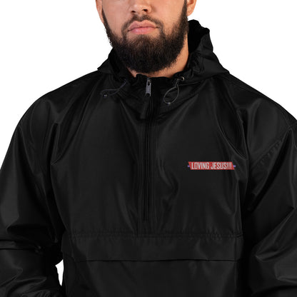 "LOVING JESUS" - Embroidered Champion Packable Jacket