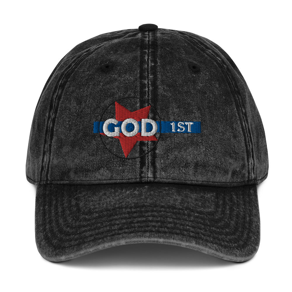 "GOD 1ST" - Vintage Cotton Twill Cap