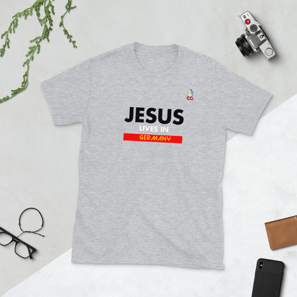 "JESUS LIVES IN GERMANY" - Short-Sleeve Unisex T-Shirt