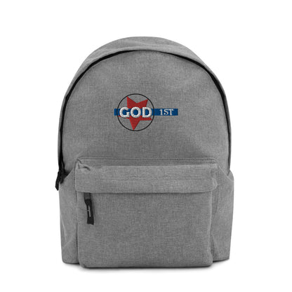 "GOD FIRST" - Embroidered Backpack