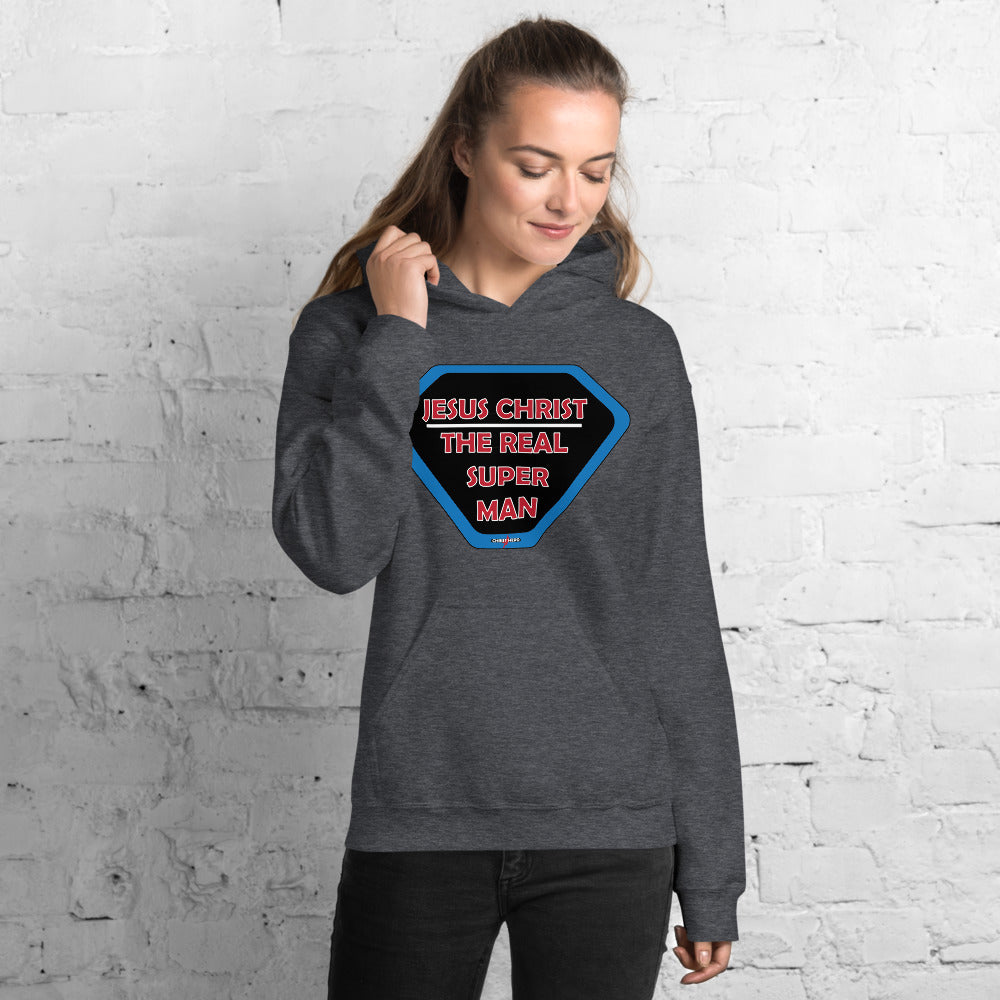 "JESUS CHRIST THE REAL SUPER MAN" - Unisex Hoodie